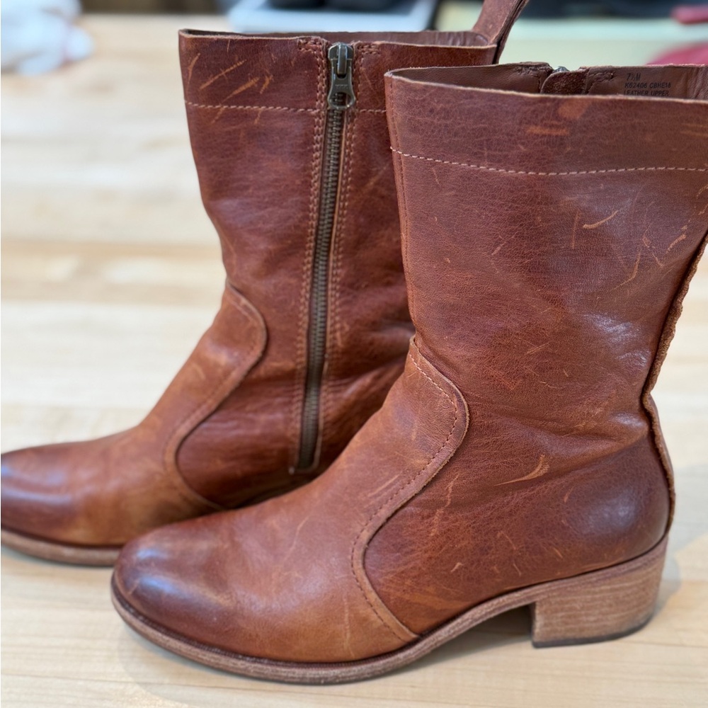 Kork-Ease Brown Leather Ankle Booties
